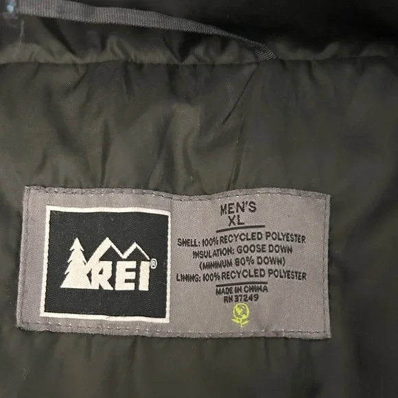 REI Goose Down Puffer‎ Vest Mens XL Olive Green Insulated Lightweight Outdoor - Picture 3 of 10
